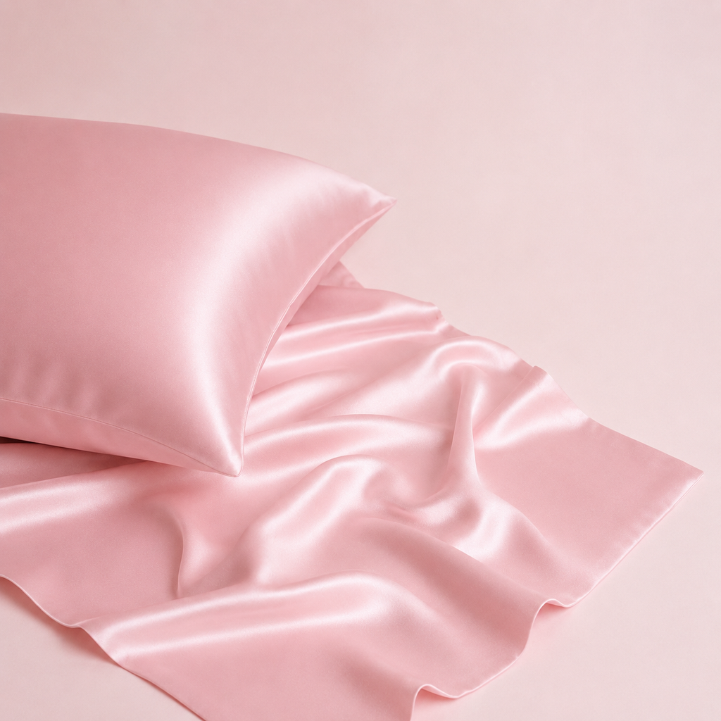 Taie d'oreiller en soie · Rose poudré · Solo