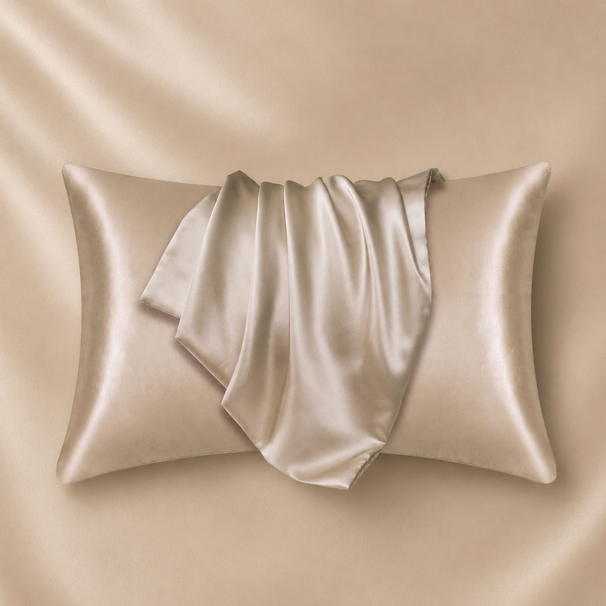 Taie d'oreiller en soie · Champagne · Duo
